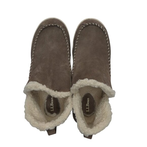 LL Bean Brown Suede Fleece Lined Mountain Slipper Boot Mocs WOmens 10 - Picture 7 of 13